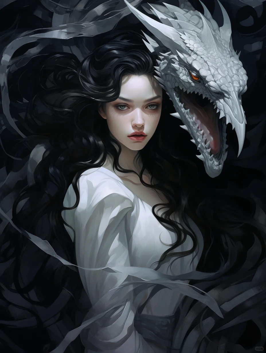 白龙女头像🐲龙与美女纯欲图|氛围图|大片