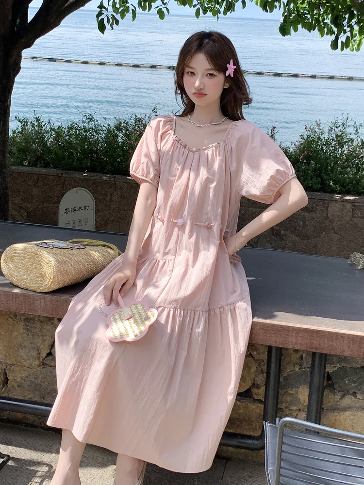 💫粉色连衣裙｜海边温柔甜妹穿搭夏日度假