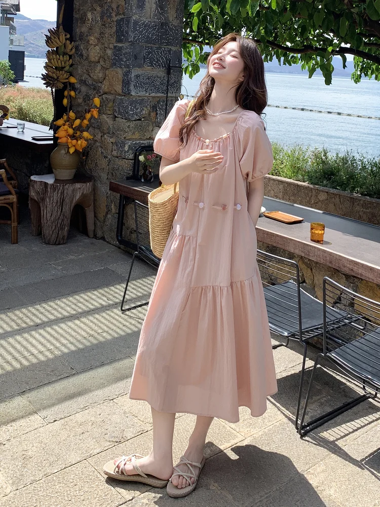 💫粉色连衣裙｜海边温柔甜妹穿搭夏日度假