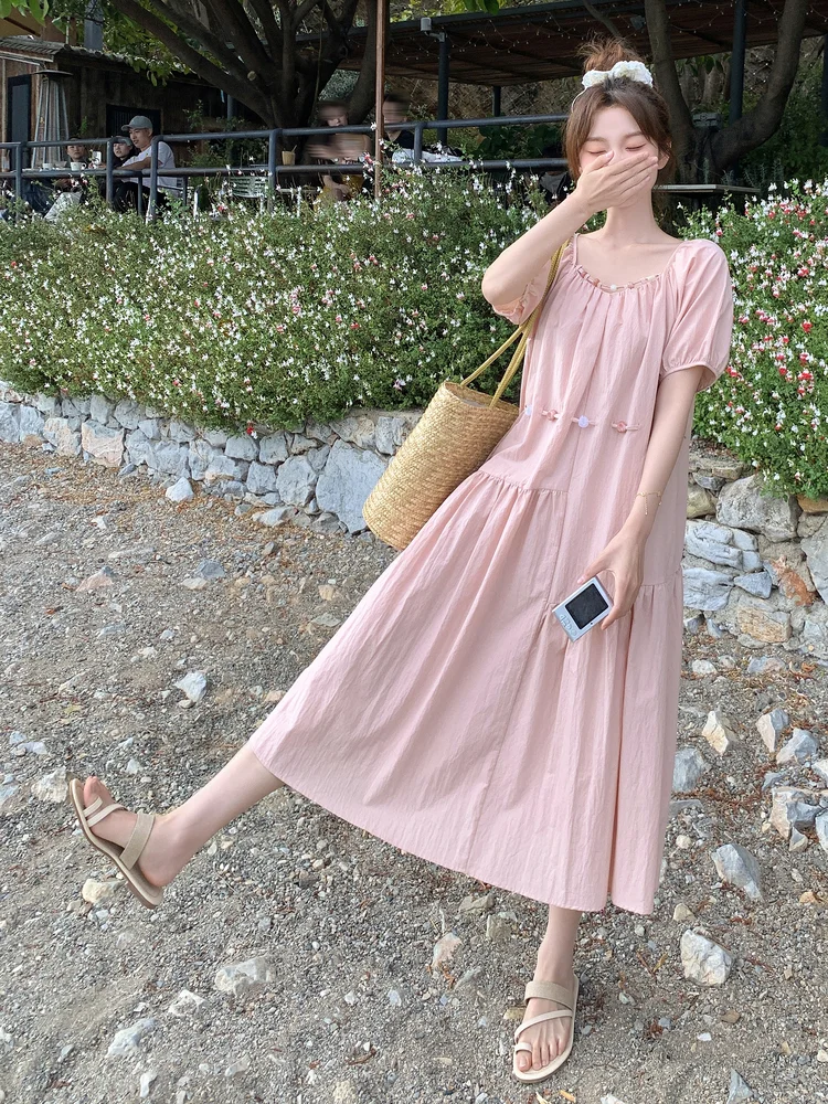 💫粉色连衣裙｜海边温柔甜妹穿搭夏日度假