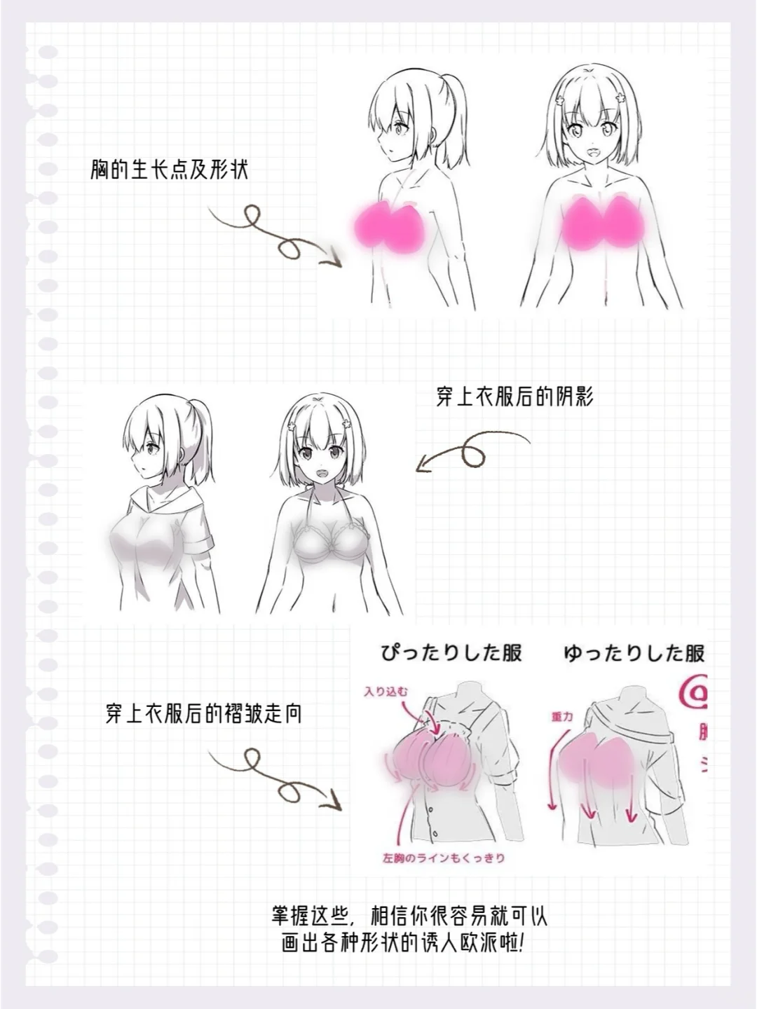 学透这12页纸，你画贫乳就很厉害了！！