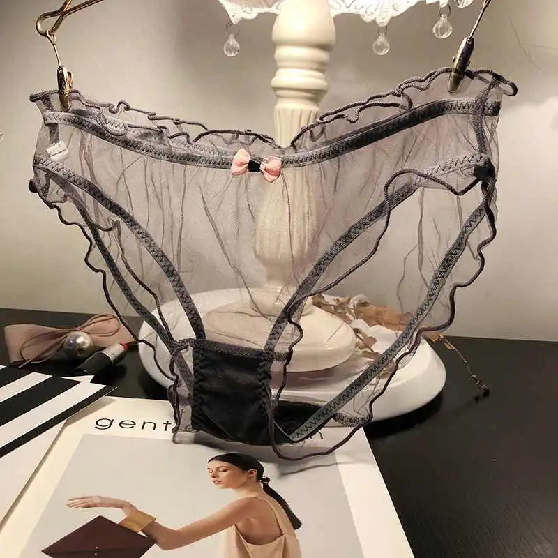 日系轻薄网纱透视诱惑火辣蕾丝内裤女士低腰