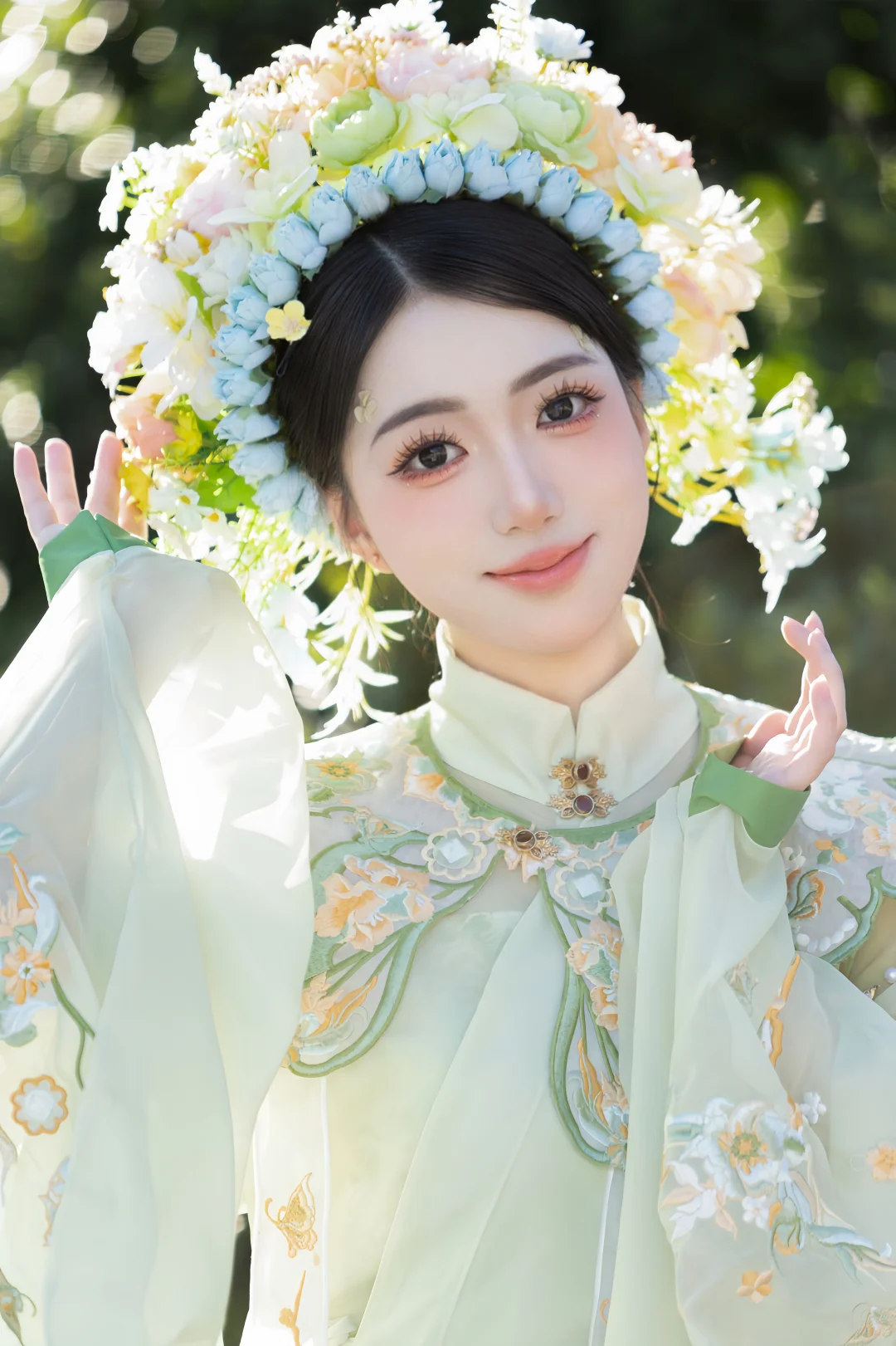 绿色簪花有种柠檬气泡水的清新感🌼