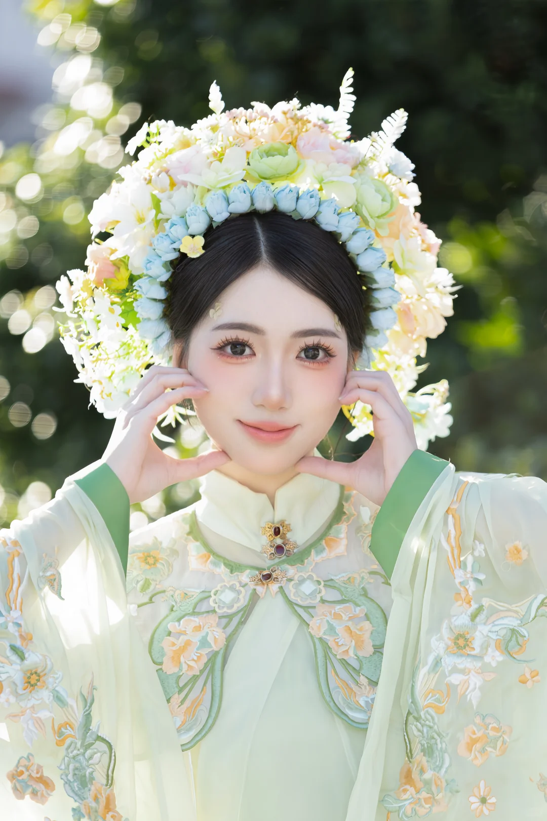 绿色簪花有种柠檬气泡水的清新感🌼