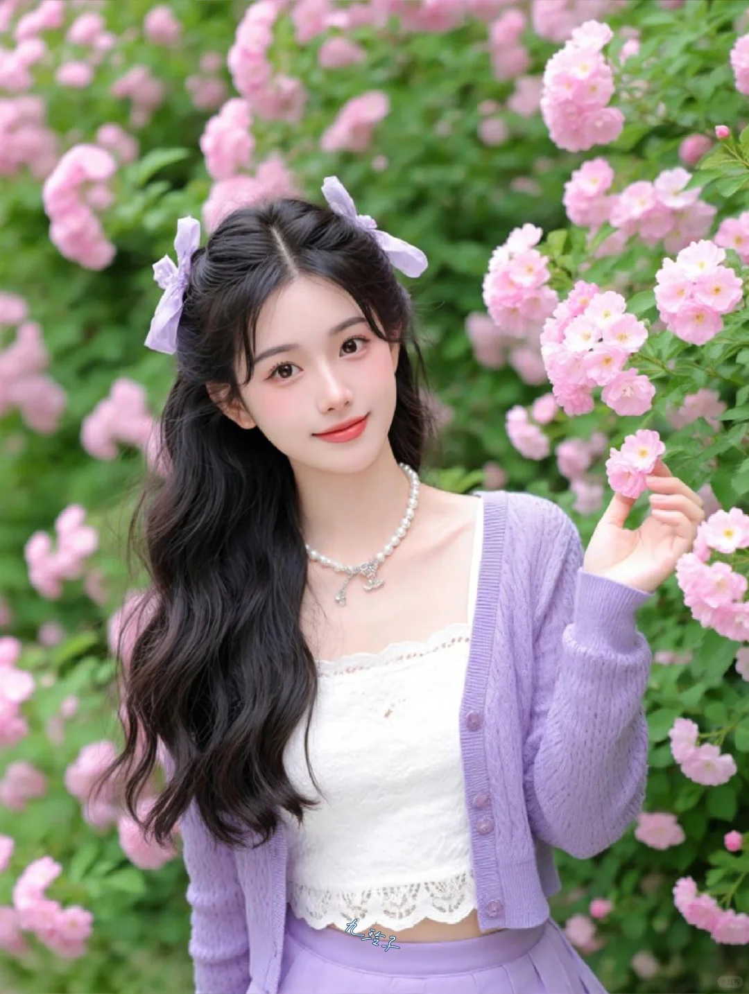 公园里的浪漫粉色花海🌸