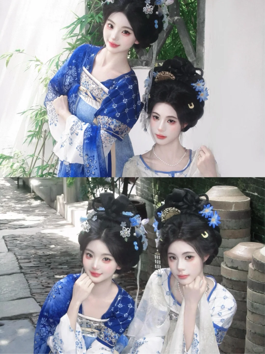 和闺蜜在北京花费一个小时打造青花瓷小唐风