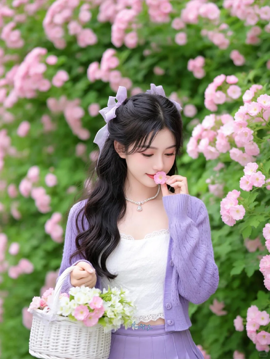 公园里的浪漫粉色花海🌸