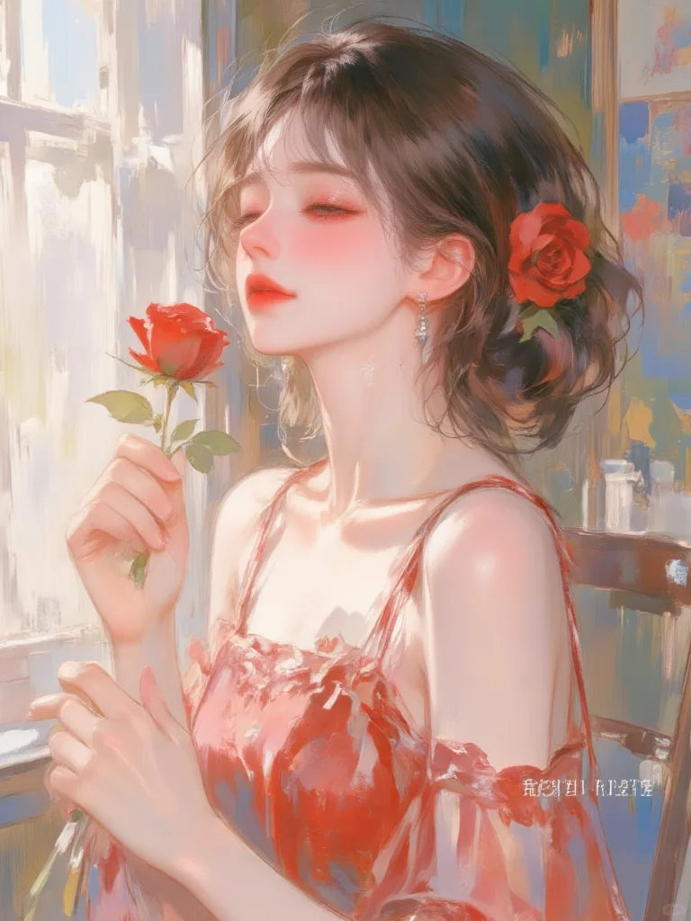 油画风插画｜浪漫少女