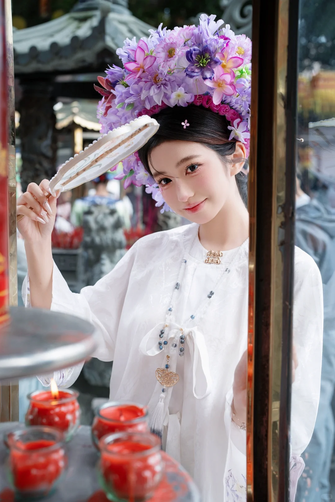 泉州簪花写真｜寺庙里的温柔仙子