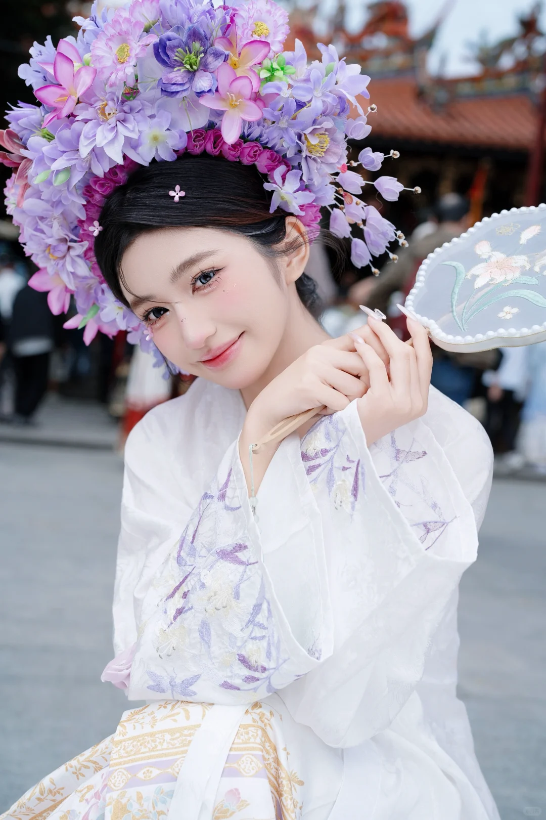 泉州簪花写真｜寺庙里的温柔仙子