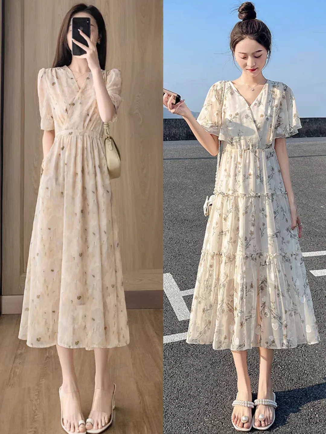 微胖女生黄黑皮必看，这5条碎花连衣裙巨显