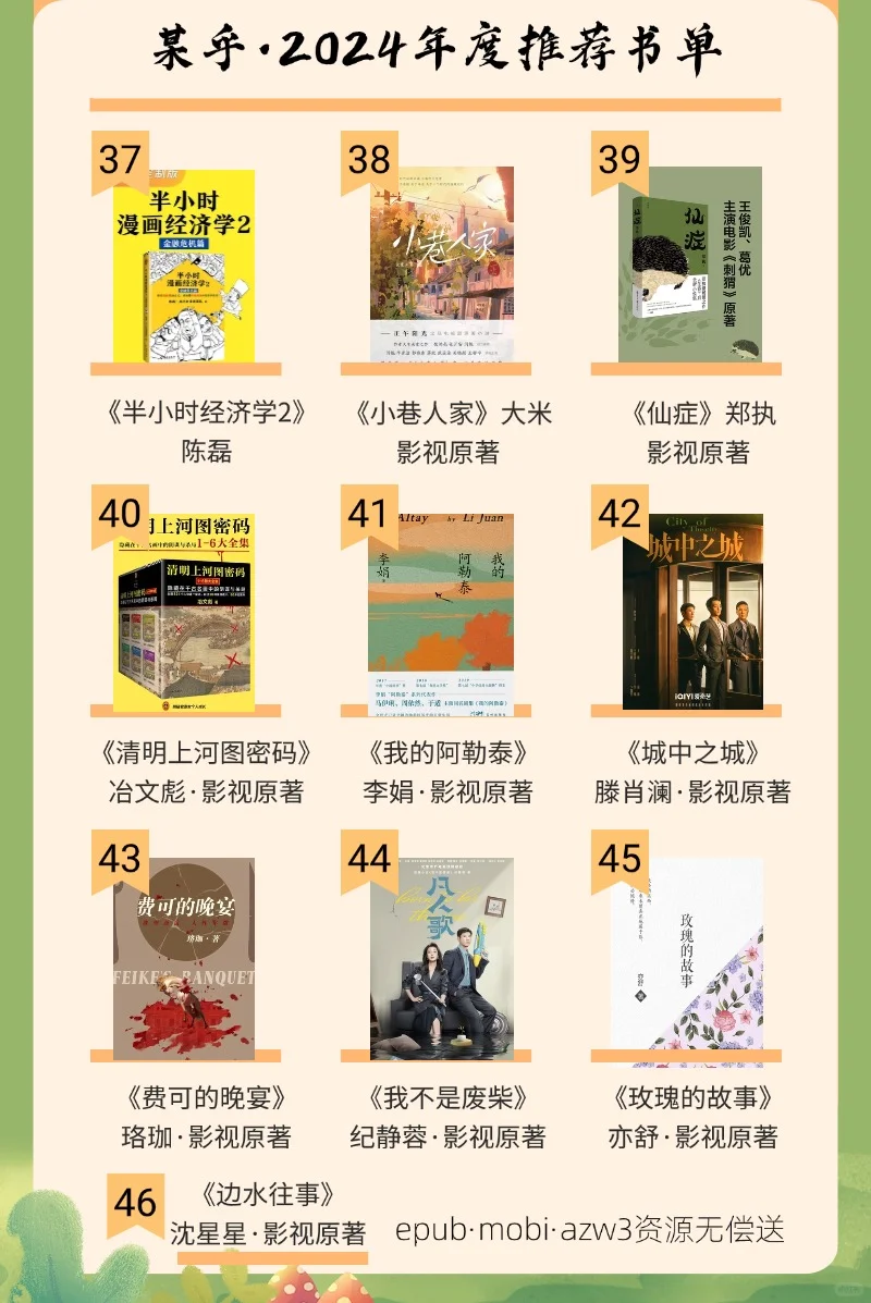 某乎2024年年度书籍榜单（这也太全了）