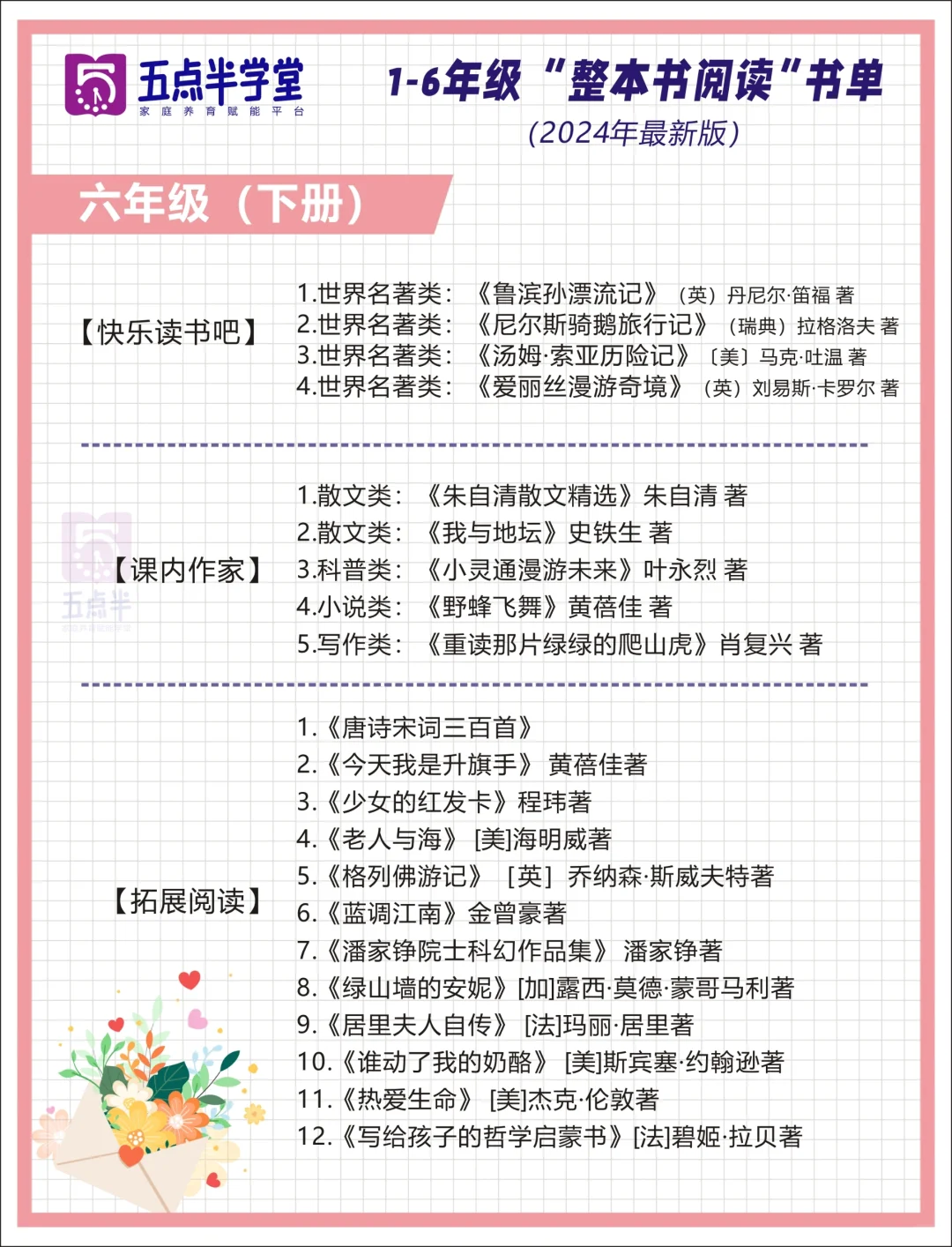 清华附小2024精选版📕1-6年级阅读书单