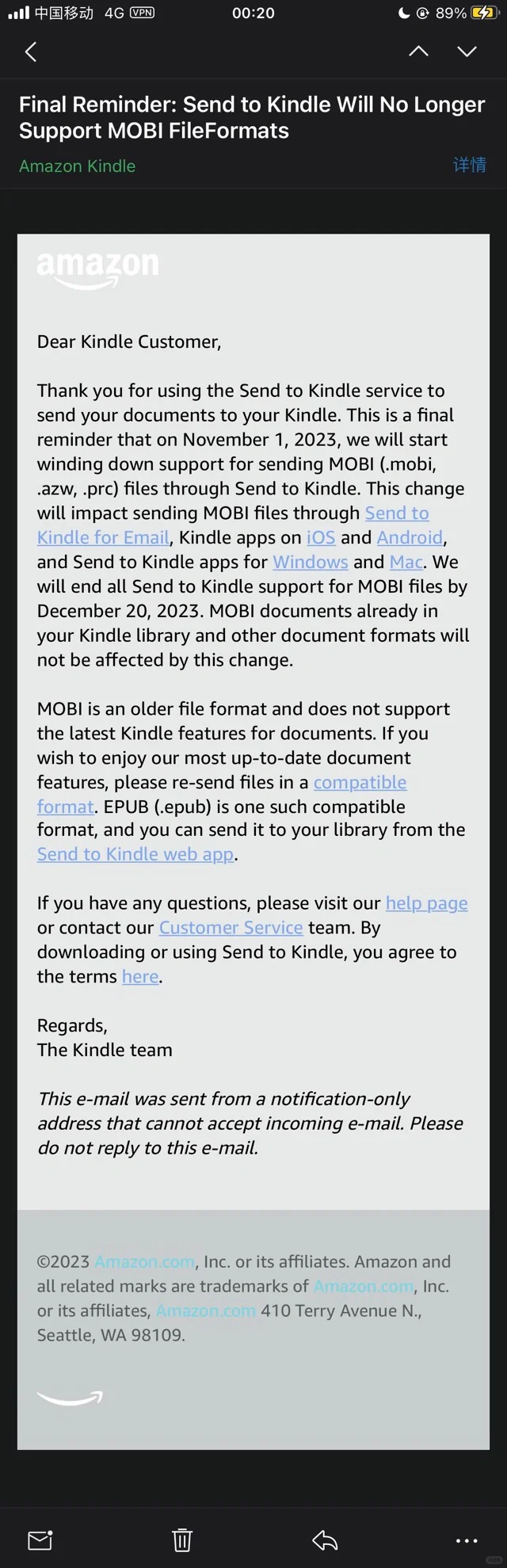 📚Kindle已经不支持MOBI格式了