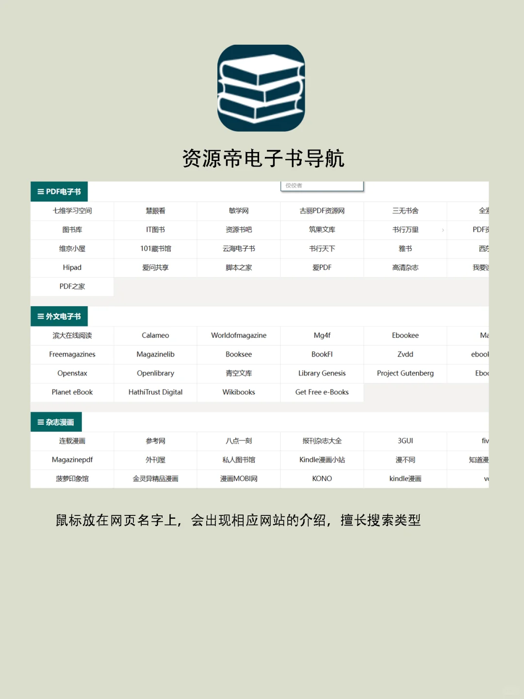 90%免费电子书下载导航站，PDF丨kindle