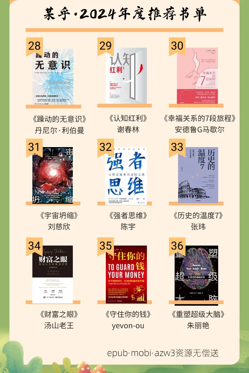 某乎2024年年度书籍榜单（这也太全了）