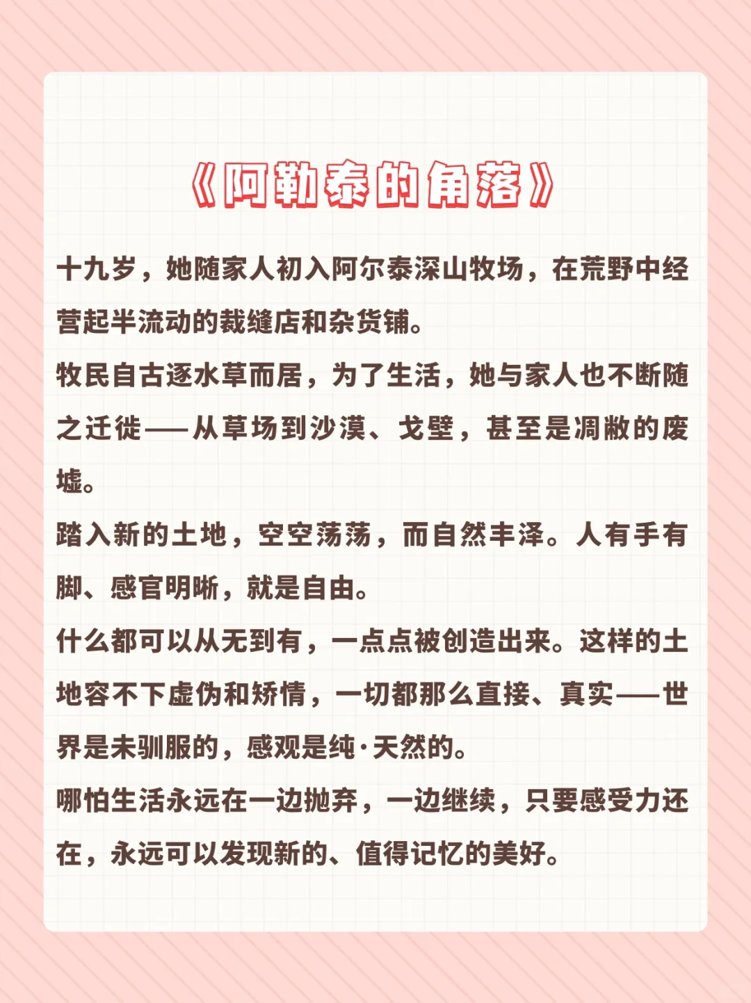 好书推荐《阿勒泰的角落》