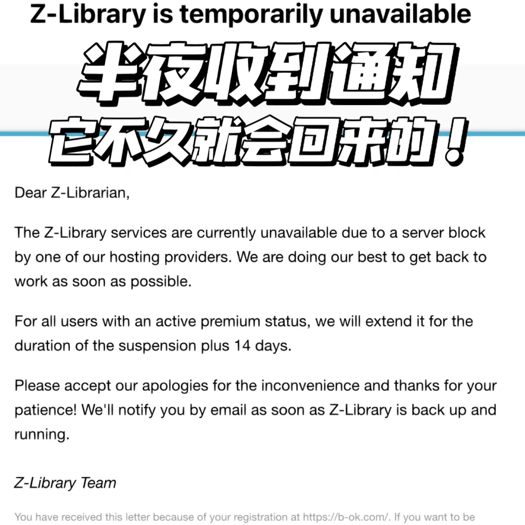Zlibrary没了？大家别担心，只是暂时的！