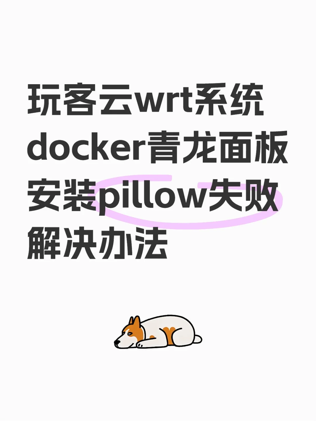 玩客云wrt系统docker青龙面板安装pillow失败