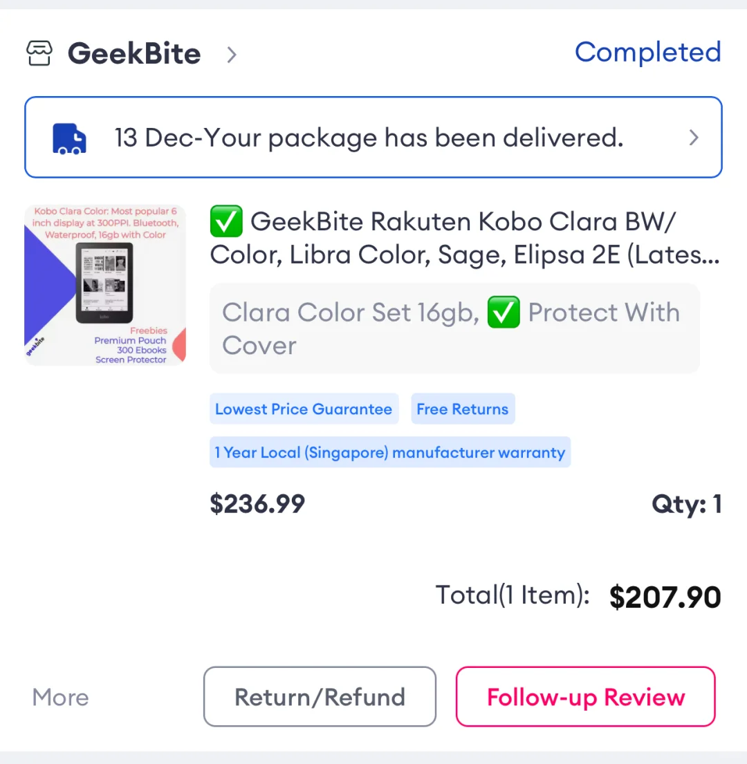 🇸🇬| Kobo color真的很爱！