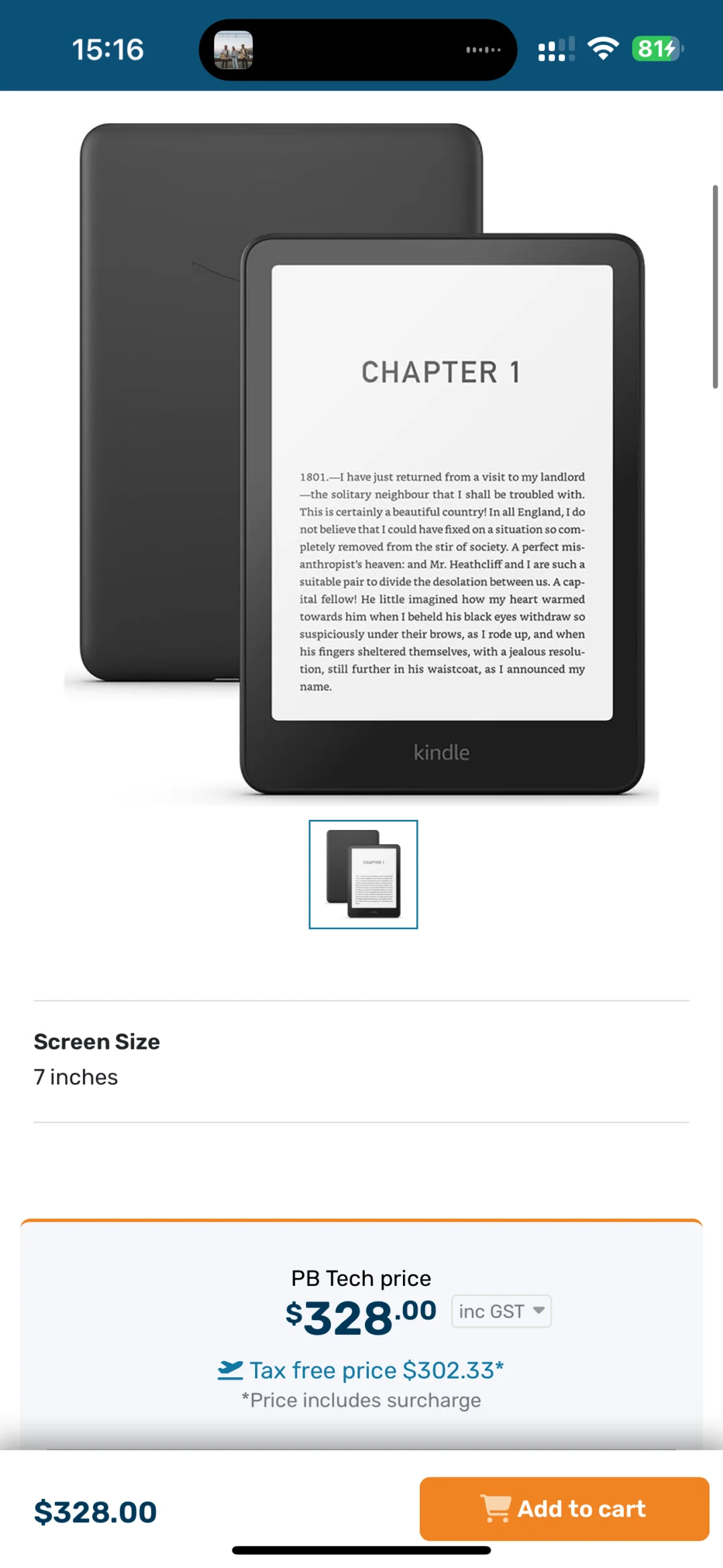 12代kindle阅读器16GB 7英寸