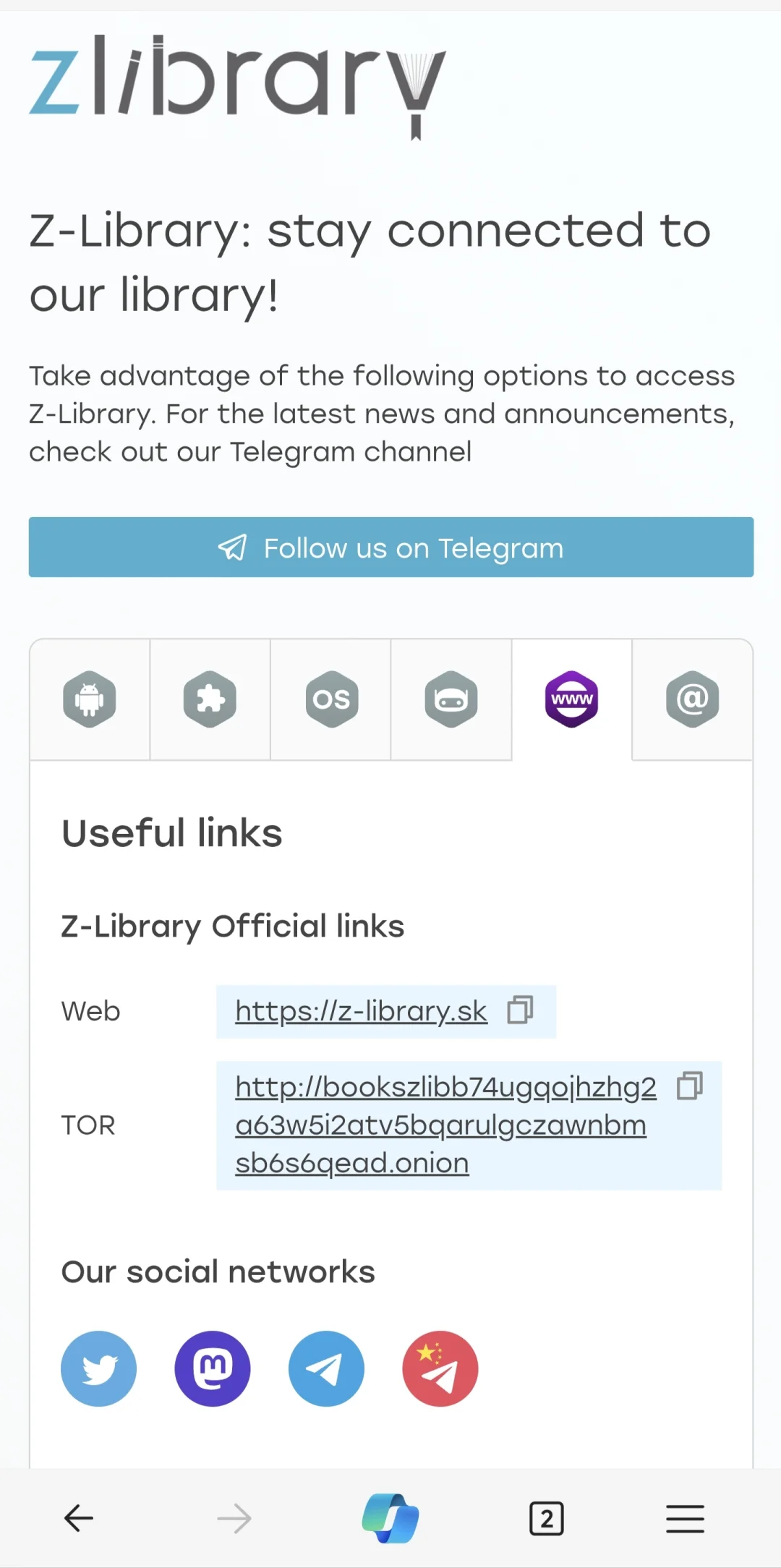 Zlibrary official URL