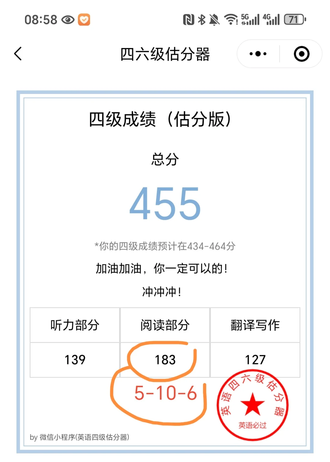 四级估分神器