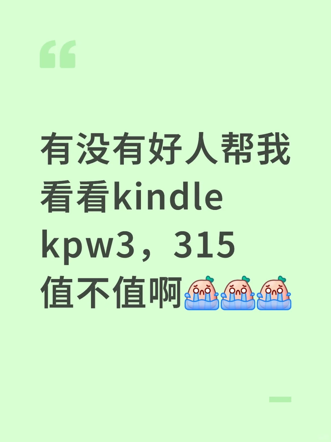 有没有好人帮我看看kindle kpw3，315值不值