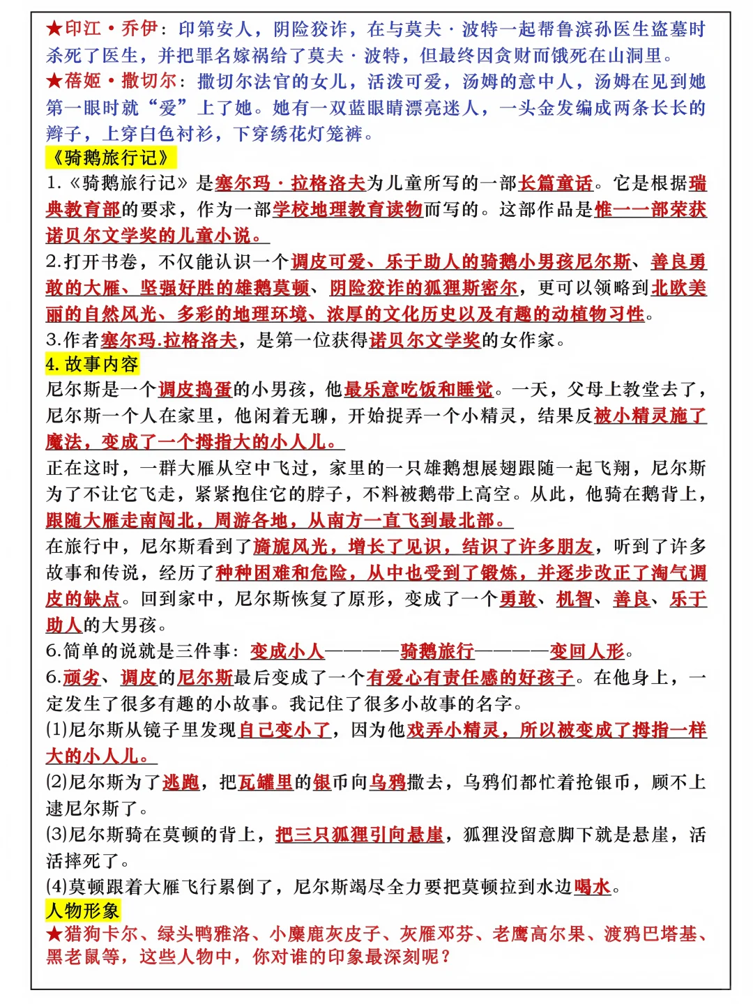 六下语文《快乐读书吧》知识梳理与考点测试