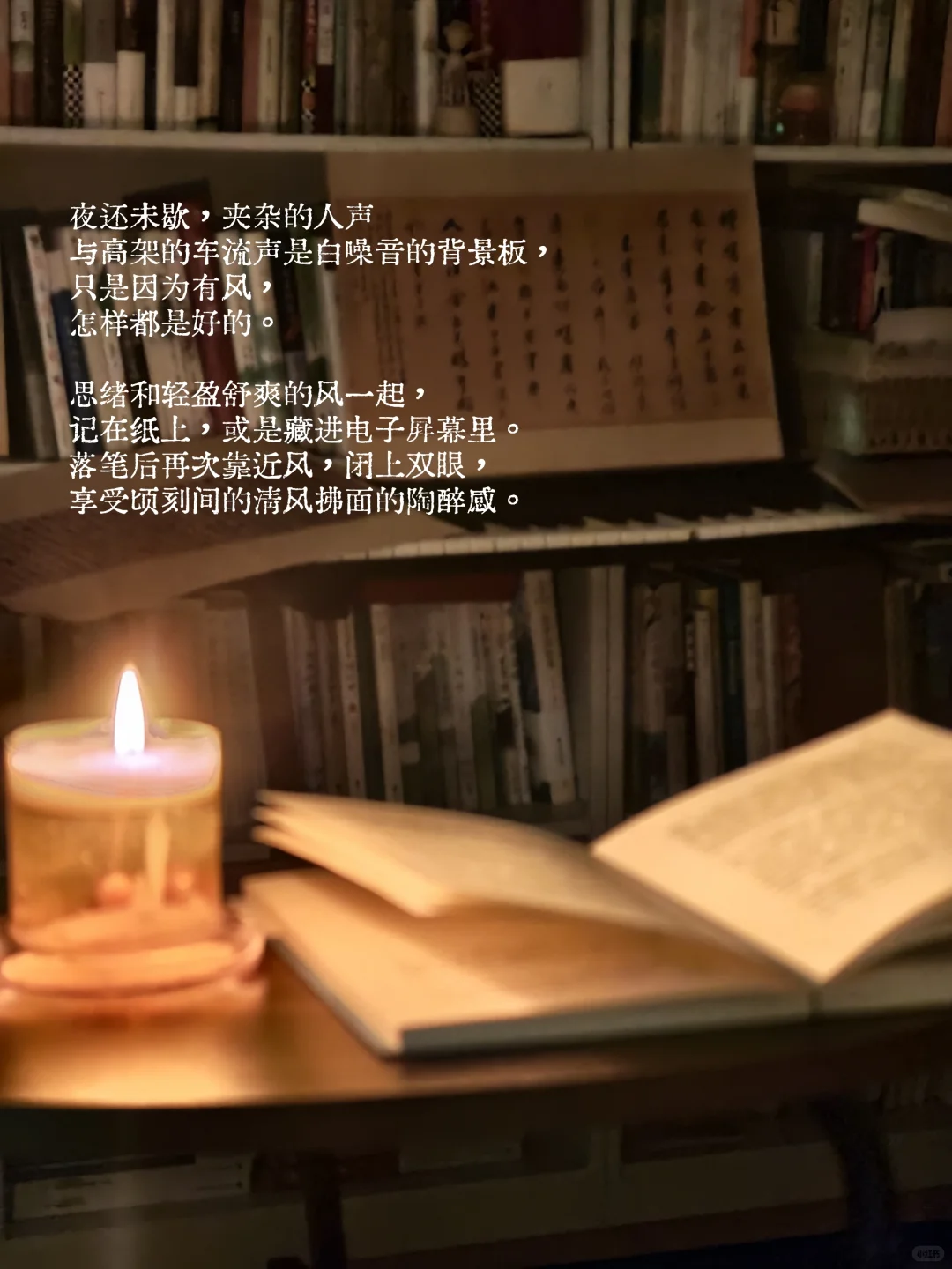 夜晚，就着风，读着书，永恒的喜欢。