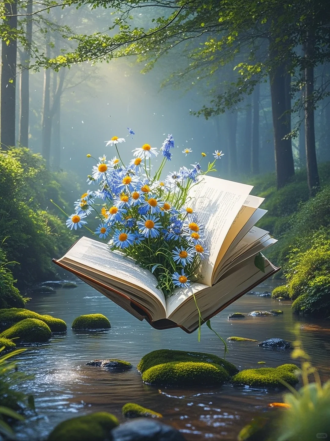 🌳📚🌸森林、书本与鲜花的诗意交响