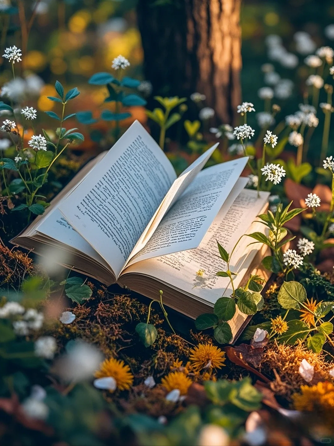 🌳📚🌸森林、书本与鲜花的诗意交响