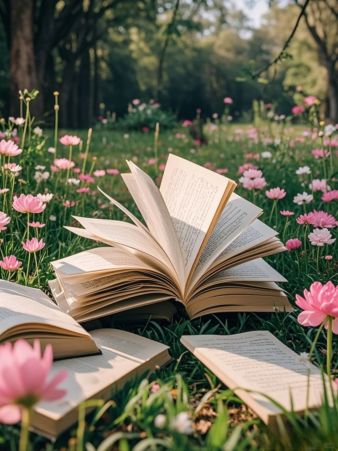 🌳📚🌸森林、书本与鲜花的诗意交响