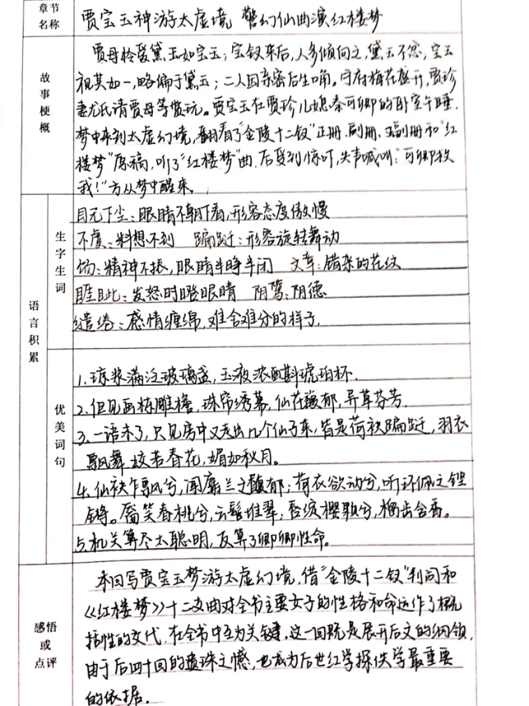 📖《红楼梦》阅读笔记–高一寒假日常