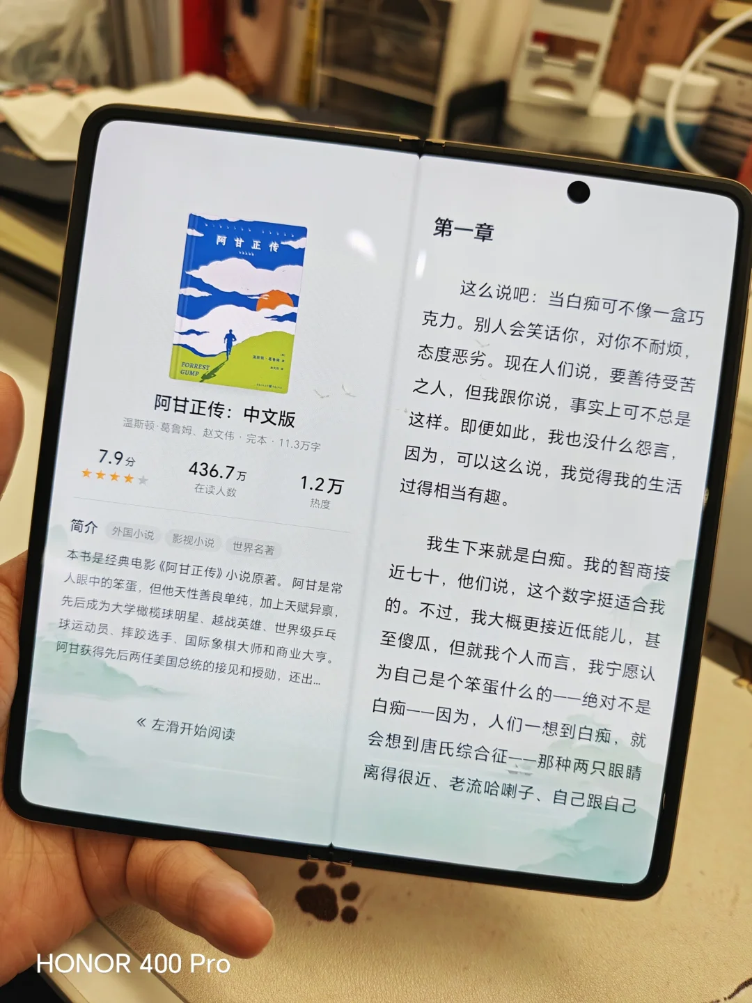 用荣耀MagicV5看书太方便了