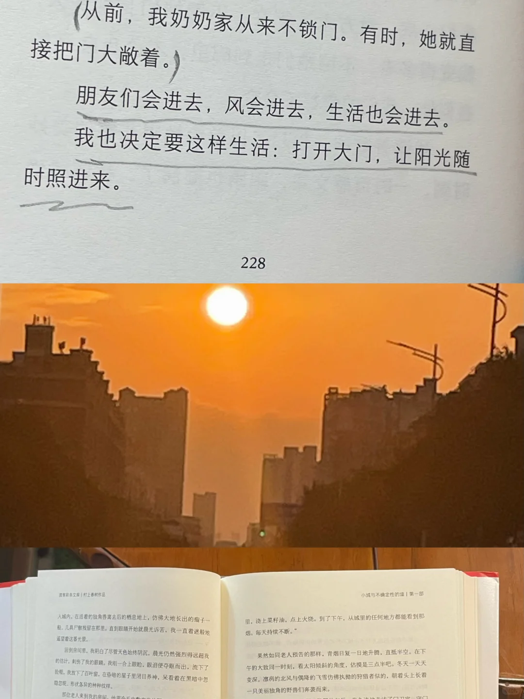 我的解压方式：晒太阳 读书 逛公园 不联系