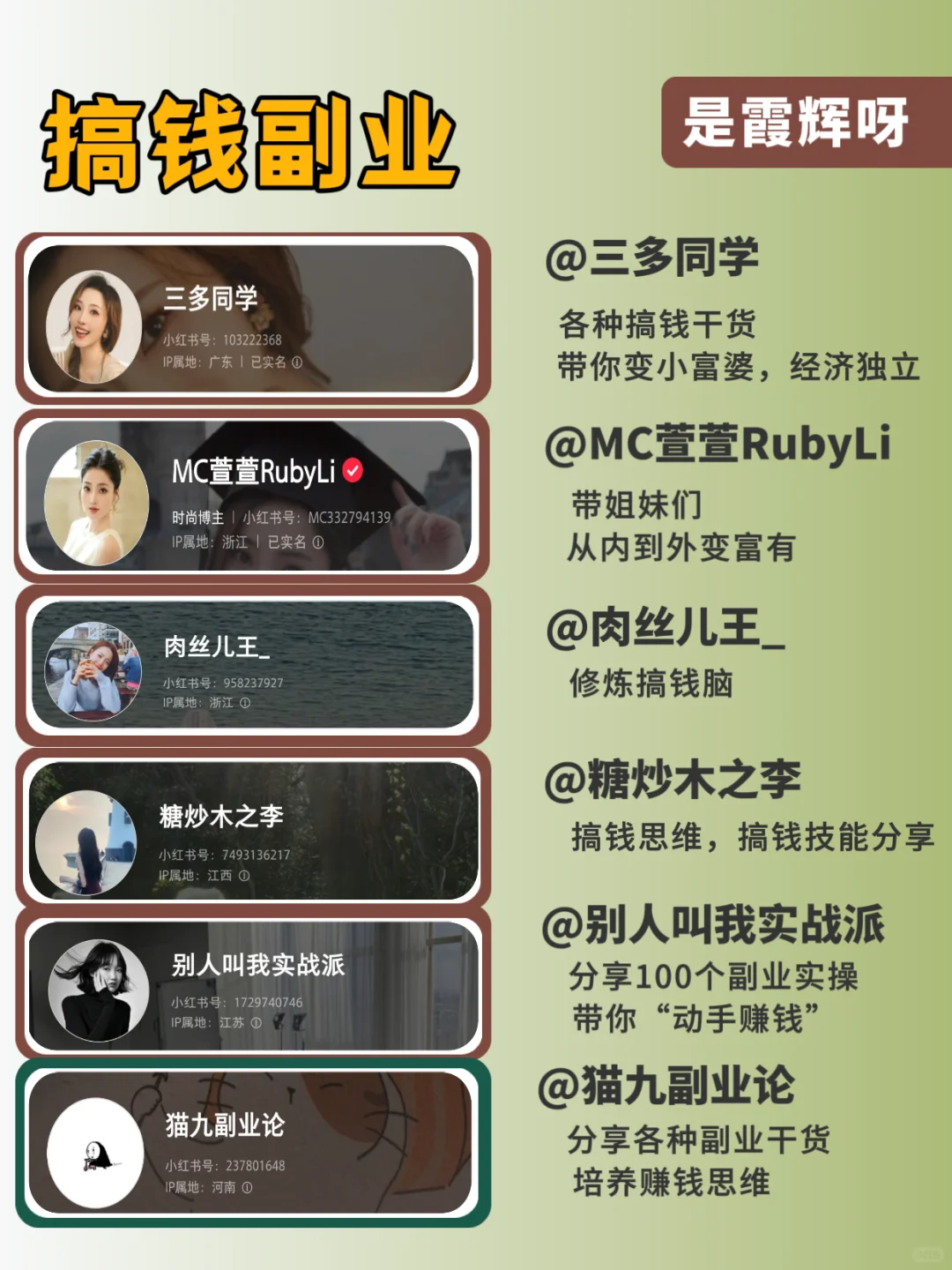 原来小红书是真的搞钱神器🔥36位宝藏博主