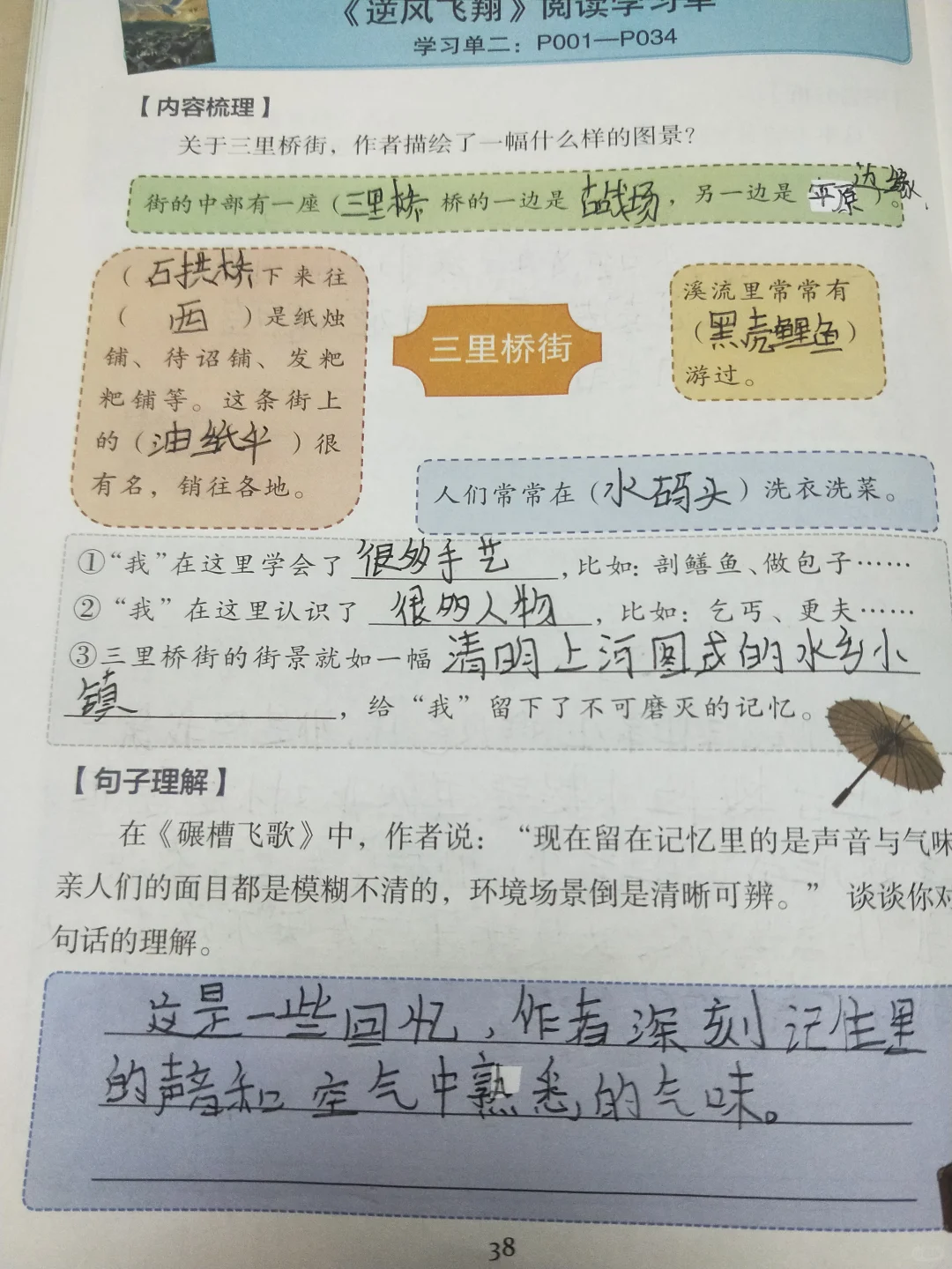 阅读指导手册《逆风飞翔》答案字丑勿喷