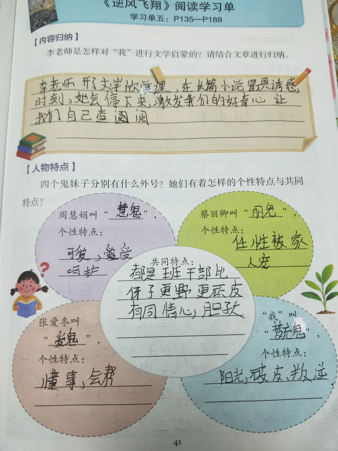 阅读指导手册《逆风飞翔》答案字丑勿喷