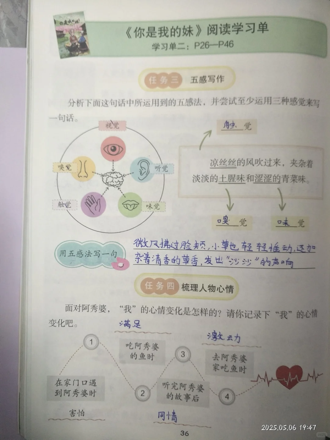 五年级下册阅读实践手册你是我的妹答案