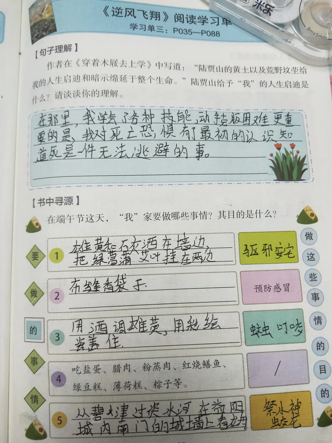 阅读指导手册《逆风飞翔》答案字丑勿喷