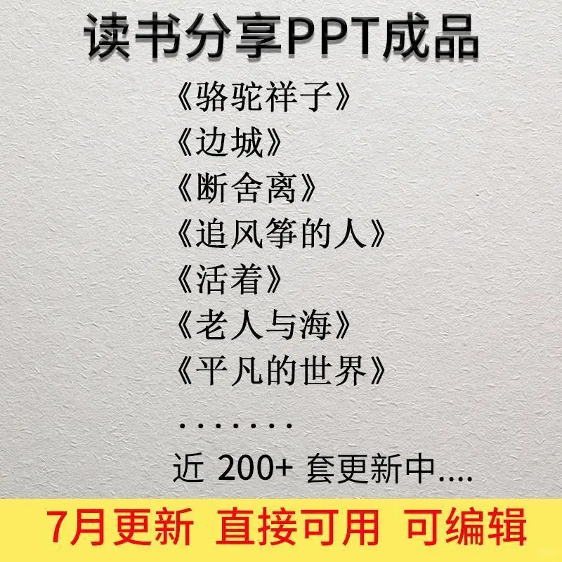 📚读书报告神器！百部名著PPT模板合集