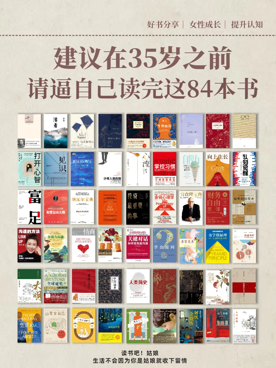 不读会后悔的84本书！建议在35岁之前读完