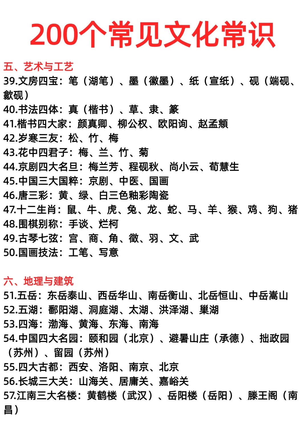 200个常见文化常识