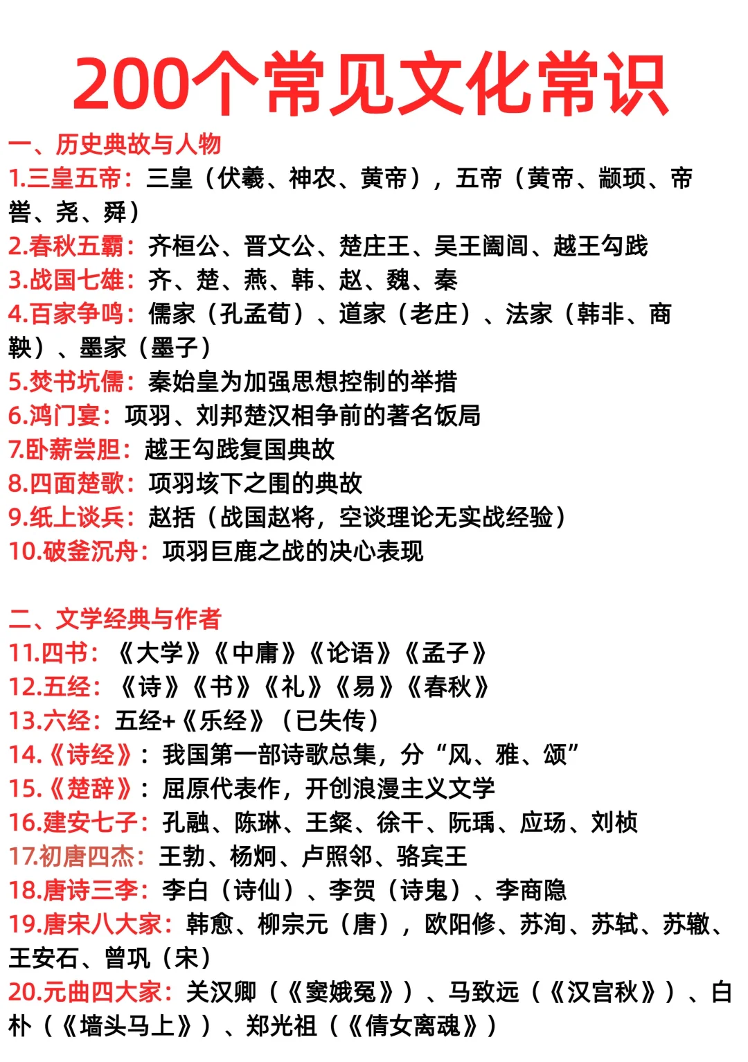 200个常见文化常识