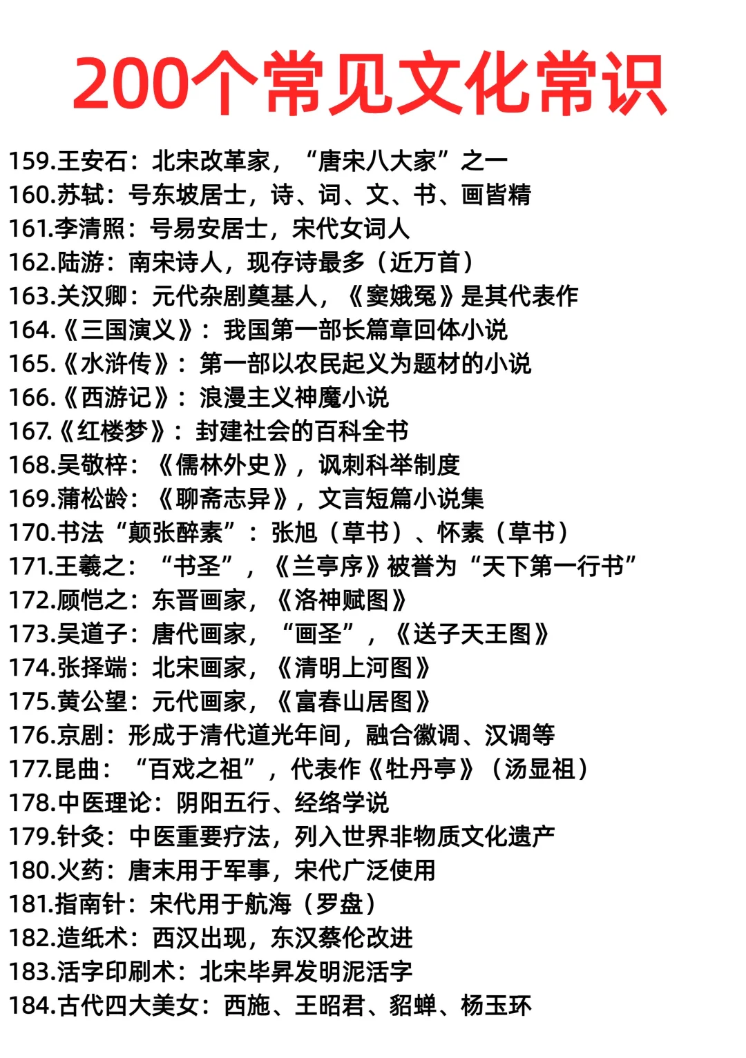 200个常见文化常识