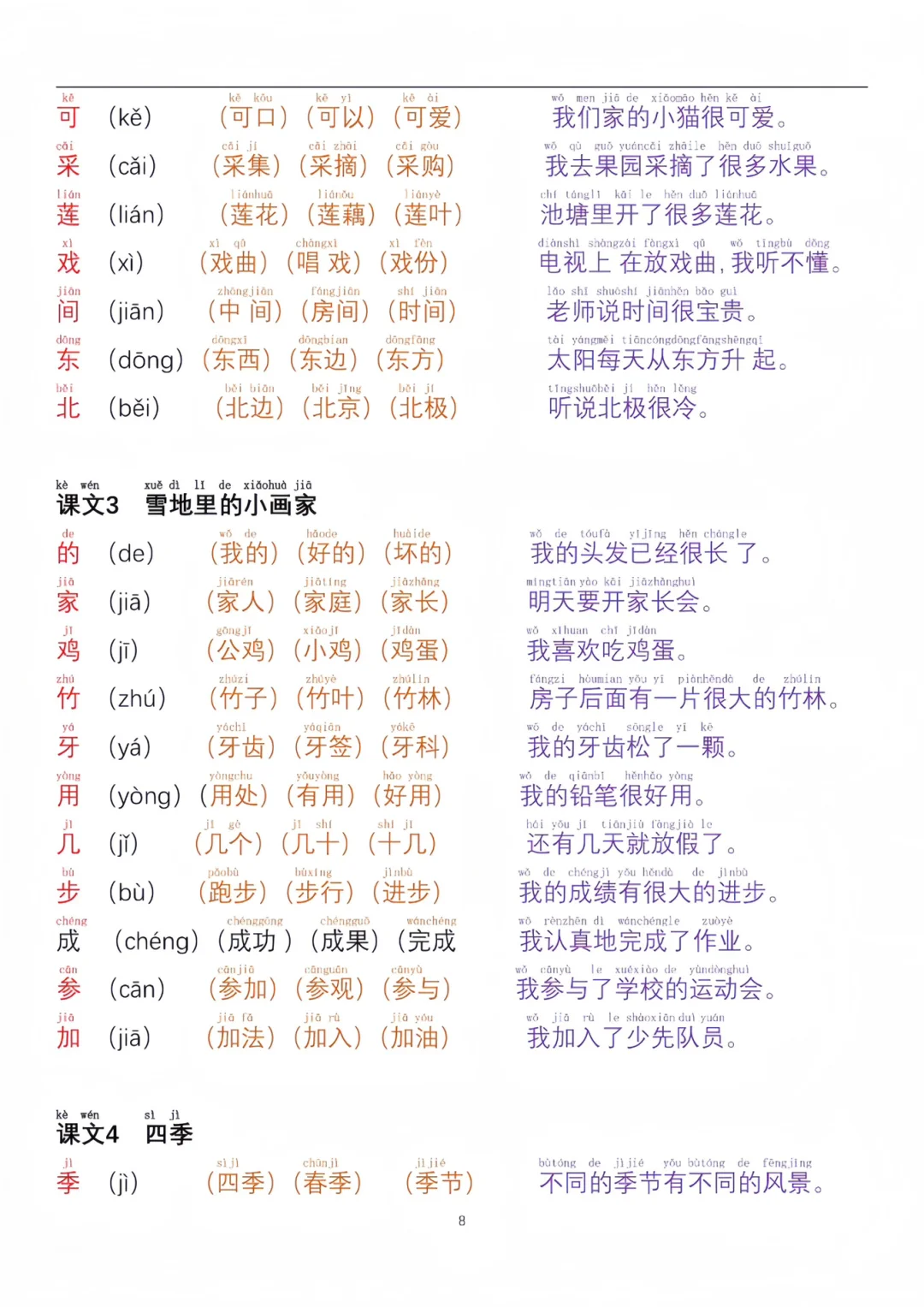 2025秋一年级晨读内容