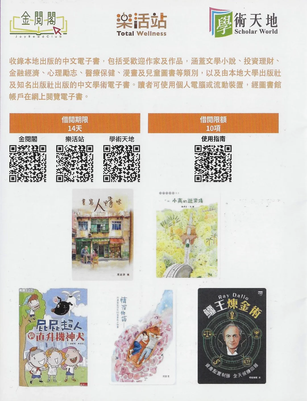 閱讀香港公共圖書館不同種類電子書
