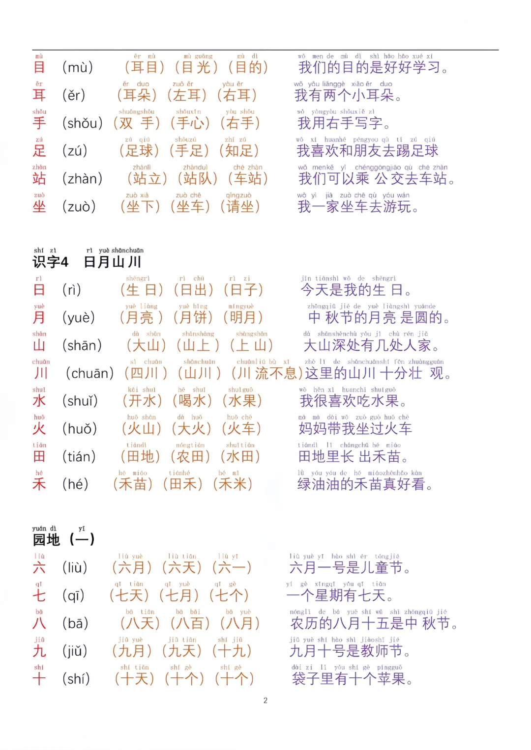 2025秋一年级晨读内容