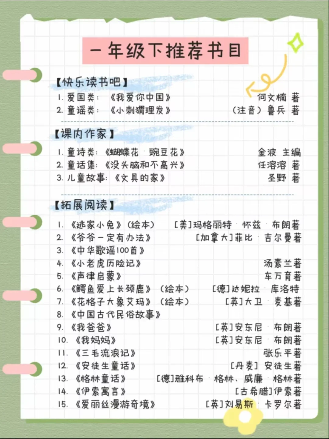 1-3年级| 教育部推荐书单|码住慢慢看